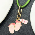 Eight Pink and Blue Baby Bottle Footprint Keychain Designs view 2