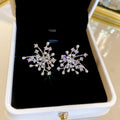 Silver Tone Crystal Firework Burst Statement Stud Earrings view 6