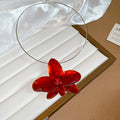 Enamel Orchid Flower Stud Earrings And Wire Chokers view 7