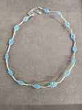 Silver Tone Crystal Station Necklaces in Six Colors view 7