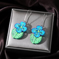 Silver Tone Colorful Flower Acrylic Long Hook Earrings in Eight Styles view 2