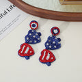 Seed Bead Patriotic USA Heart Cactus Flip Flop Dangle Earrings view 7