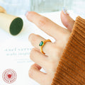 Open Adjustable Ring Green Oval Zircon Copper Alloy Band view 3