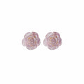 Translucent Rose Flower Stud Earrings Gold Flake Accents view 5
