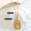Rectangular Hand Crescent Moon Relief Pendant Necklace view 2