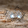 Iridescent Reindeer Hoop Earrings in Silver Tone Polished Metal Jewelry view 4