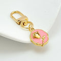 Enamel Mushroom Rose Heart Bear Daisy Charm Keychain in Gold Tone Alloy view 9