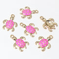 Colorful Turtle Enamel Charms with Antique Gold Tone Frames view 3