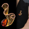 Pink Orange Flower Crystal Metal Brooch Pin for Jackets and Lapels view 4