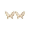 White Crystal Butterfly Stud Earrings with Distinctive Textured Details view 5