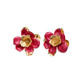 Gold Enamel Ruffled Flower Open Cuffs Rings Earrings Multi Colors view 5