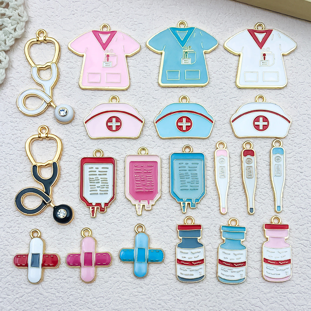 Enamel Zinc Alloy Nurse Medical Supplies Charm Pendant for DIY Bracelet Keychain Jewelry