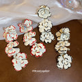 Black White And Red White Floral Drop Stud Earrings view 4
