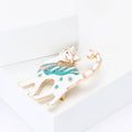 Striped Enamel Cat Brooch in Black or White Finish view 3