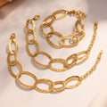 Textured Oval Link Bracelet in Gold and Silver Tone view 2