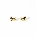 Black Leopard Pattern Rocking Horse Gold Stud Earrings view 5