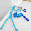 Blue Braided Cord Keychain With Heart Charm And Bell view 5