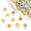 Rhinestone Sun Eye Charms in Gold and Silver Tones, Nine Colors view 1