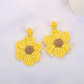 Woven Raffia Look Daisy Statement Earrings in Six Colors view 10