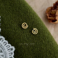 Gold Mini Spiral Swirl Stud Earrings Abstract Symbol view 4