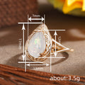 Champagne Gold Engraved Frame Teardrop Faux Opal Ring view 4