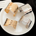 Open Metal Wave Cuff Bracelets Gold Silver Ridged Smooth view 3