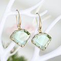 Gold Tone Irregular Faceted Glass Drop Earrings in Six Colors view 6