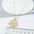 Gold Tone Round Crystal Ray Blue Evil Eye Pendant Necklace view 2
