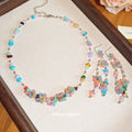 Multicolor Chip Flower Beaded Necklace and Earrings view 4
