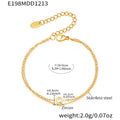 Double Layer Chain Single Zircon Station Bracelet Gold Steel view 6