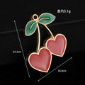 Heart Shaped Cherry Enamel Charm Pendant Gold Tone view 3