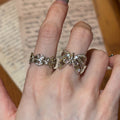 Champagne Gold Filigree Butterfly Open Rings Crystal Set view 4
