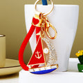 Red Sail Pearl Boat Keychains with Four Red and Blue Loop Options view 3