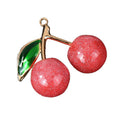 Glitter Resin Cherry Charm Pendant Gold Leaf Three Colors view 5