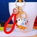 Jeweled Heart Pig Keychains with Plain Fortune and Loose Loop Options view 1