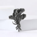 Black Crystal Orchid Bouquet Brooch with Ribbon Detail view 4