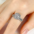 White Gold Tone Cushion Halo Bridal Ring Set Sizes 6-10 view 4