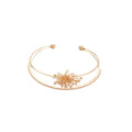 Gold Double Layer Firework Pearl Zircon Open Cuff Bracelet view 5
