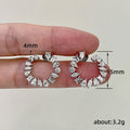 White Gold Tone Multi Cut Open Circle Stud Earrings view 5