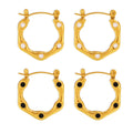 Geometric U-Shape Enamel Dot Hoop Earrings Gold Steel view 5