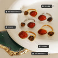 Open Dual Stone Ring Red Stone Tiger Eye Gold Steel Finish view 2