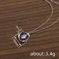 Silver Tone Orbital Pendant Necklace with Pearl Look Center view 4