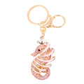 Rhinestone Striped Seahorse Keychain Gold Clasp Three Colors view 5
