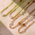 Opal Bead Necklaces Imitation Pearls Green And Brown view 2