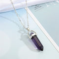 Silver Tone Bullet Crystal Pendant Necklaces in Six Colors view 3