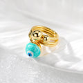 Gold Tone Swirled Glass Evil Eye Adjustable Rings in Ten Colors view 2