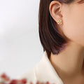 Square Cherry Enamel Stud Earrings Gold Steel Pair view 4