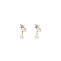 Pearl Look Branch Clear Accent Dangle Stud Earrings view 5