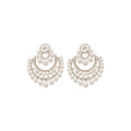 Silver Tone Crystal Floral Pearl Chandelier Earrings view 5