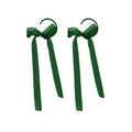 Green and Leopard Ribbon Bow Extra Long Hoop Earrings view 5